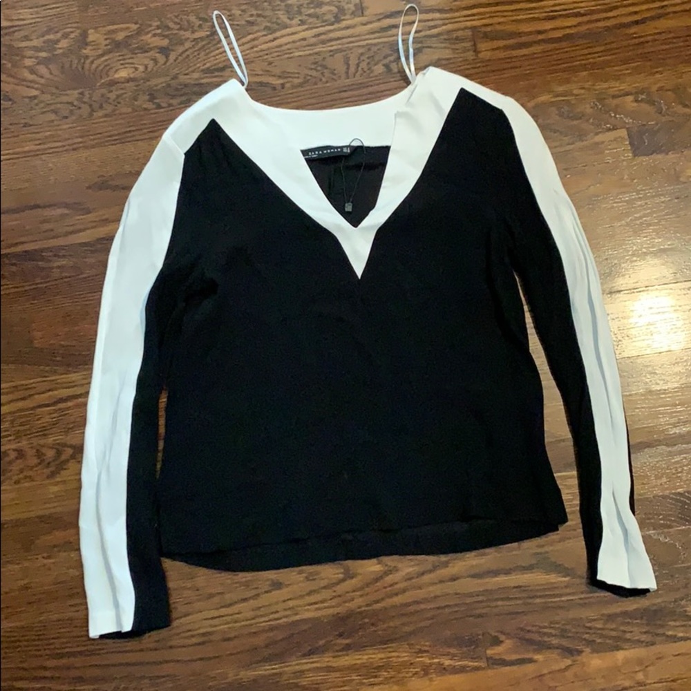 Zara Black and White Top